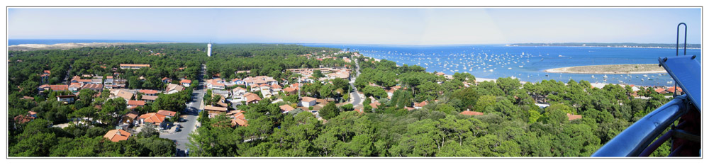 BLOG-Panorama nord du phare Cap-Ferret-Océan+Bassin