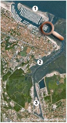 Ports Arcachon et La Teste + légende + loupe