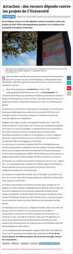 Arcachon - des recours déposés contre les projets de l’Université - Sud-Ouest du 25 Novembre 2014