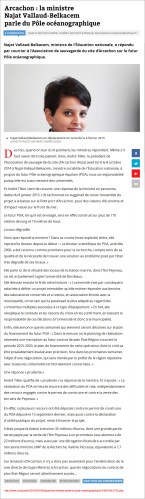 Arcachon - la ministre Najat Vallaud-Belkacem parle du Pôle océanographique - Sud-Ouest du 26 Janvier 2015