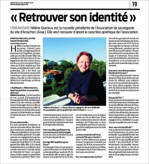 Hélène Gracieux nouvelle présidente ASSA - Sud-Ouest du 21 Oct 2015