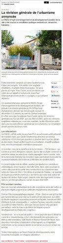 La révision générale de l'urbanisme annoncée - Sud-Ouest du 10 Décembre 2012