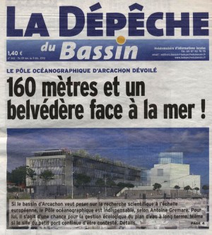 Le futur pôle océanographique dévoilé - Titre Dépêche du Bassin 29 Nov au 5 Déc 2012