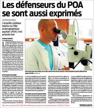 Les défenseurs du POA se sont aussi exprimés - Sud-Ouest du 13 Juin 2014