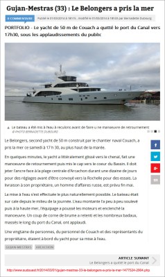 Le Belongers a pris la mer - Sud-Ouest fr du 1er Mars 2014