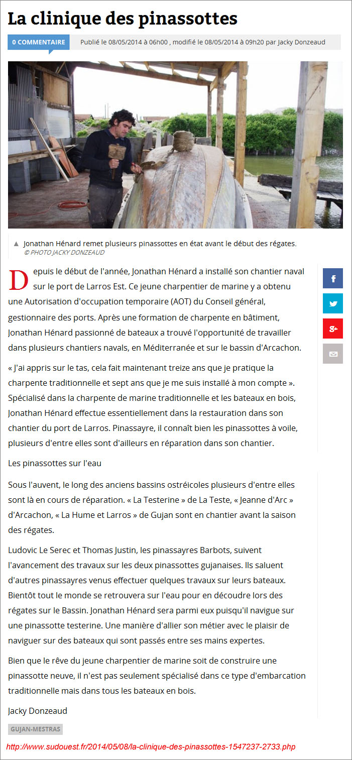 La clinique des pinassottes - Sud-Ouest du 8 Mai 2014