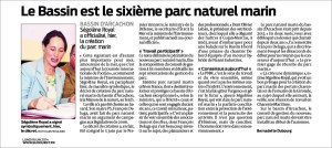 Le Bassin est le sixième parc naturel marin -Sud-Ouest du 9 Juin 2014
