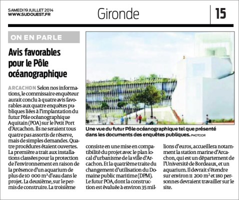 Avis favorables pour le POA - Sud-ouest du 19 Juillet 2014