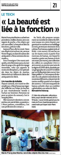 'La beautée est liée à la fonction' - Sud-Ouest du 15 Juillet 2014