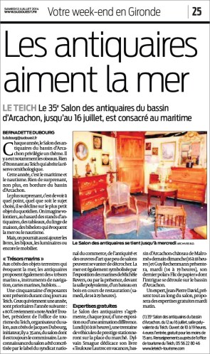 Les antiquaires aiment la mer - Sud-Ouest du 12 Juillet 2014