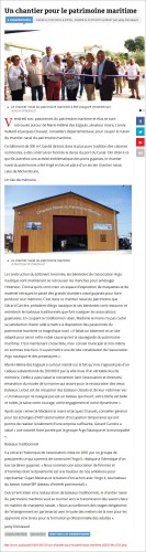 Un chantier pour le patrimoine maritime - Sud-Ouest du 21 Juillet 2015