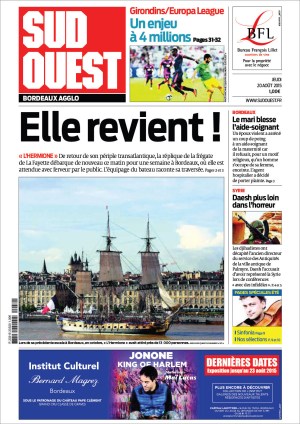 Sud-Ouest 20 Août 2015 - P01 - Hermione