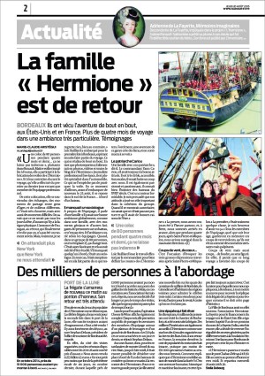 Sud-Ouest 20 Août 2015 - P02 - Famille Hermione de retour