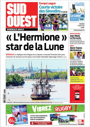 Sud-Ouest 21 Août 2015 - l'Hermione star de la Lune P1