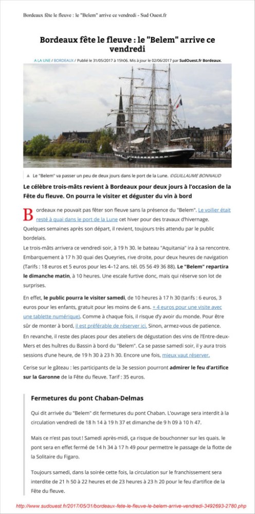 Le Belem arrive ce vendredi