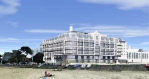 Projet hôtel casino Peyneau Arcachon, après démolition du Musée-Aquarium 1866 - Architecture Pelegrin - vue-depuis-la-plage