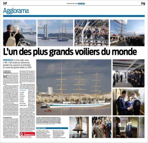 Article Sud-ouest du 28 Octobre 2017 : L'un des plus grands voiliers du monde, le trois-mâts russe "Mir" fait escale aux Quinconces
