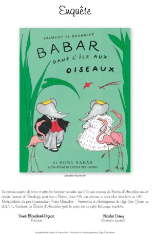 babar île aux oiseaux (1951) - enquête Académie du Bassin (2018)